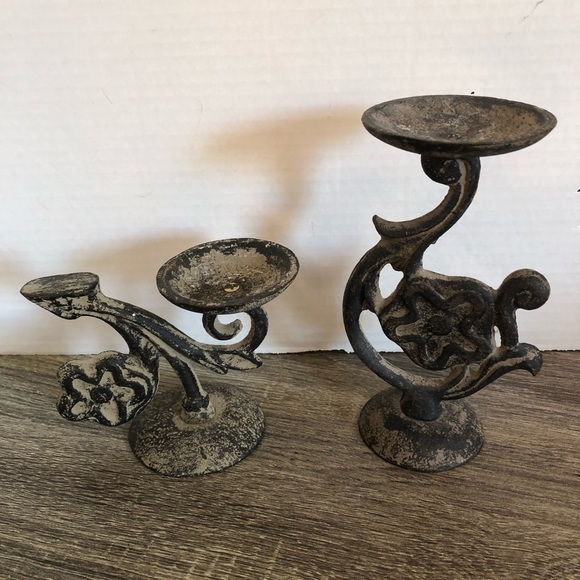 Pair of Vintage Metal Candle  Holders - Picture 5 of 10